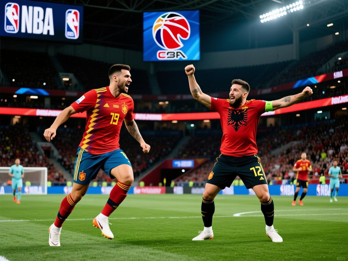 西班牙队以-战胜阿尔巴尼亚，士气高涨